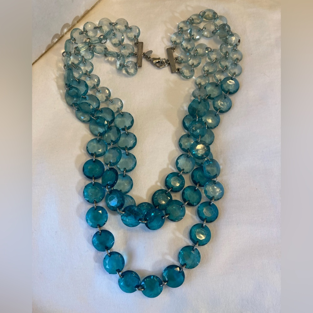 Chico’s Multi Strands Gradient Teal Colored Beads… - image 8